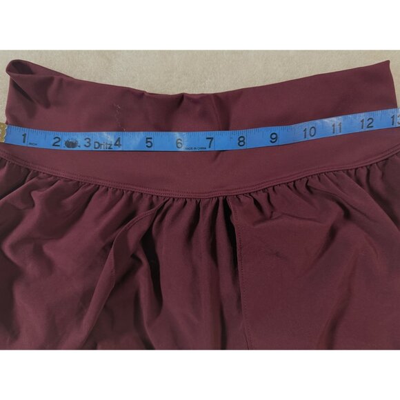 Wide-Leg Burgundy Athletic Pants Overlap Detail High Waist Elastic Blend Size M - Picture 7 of 8